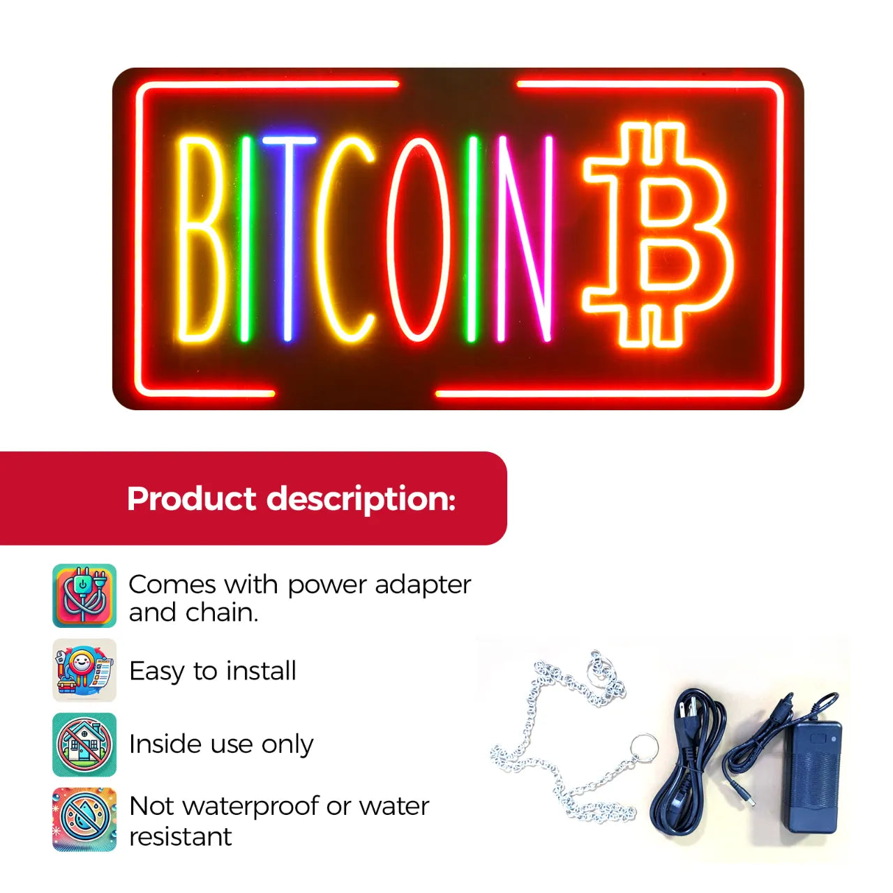 BITCOIN neon sign RGB LED specifications