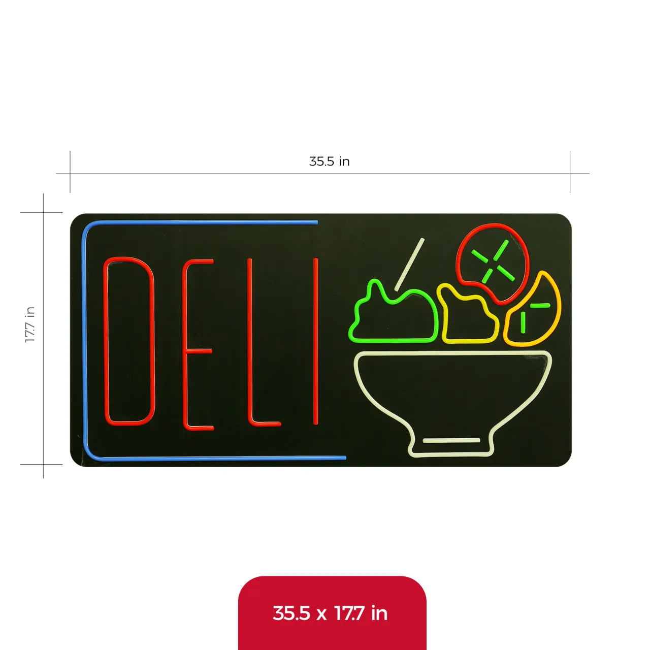 DELI neon sign 35x18 inch size dimensions