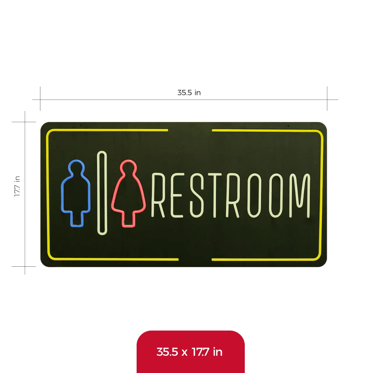 RESTROOM neon sign 35x18 inch size dimensions