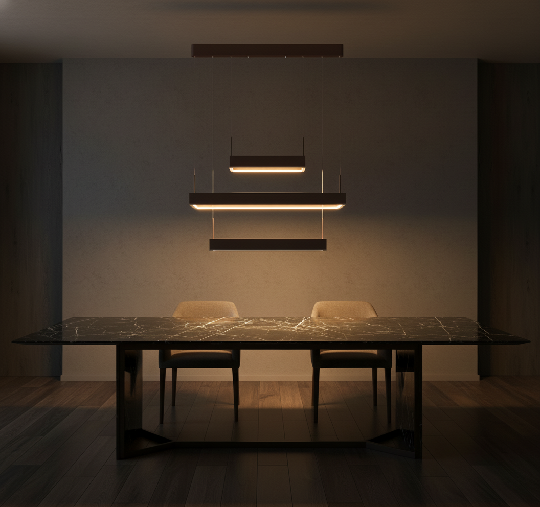 Contemporary Tiered Rectangular LED Chandelier