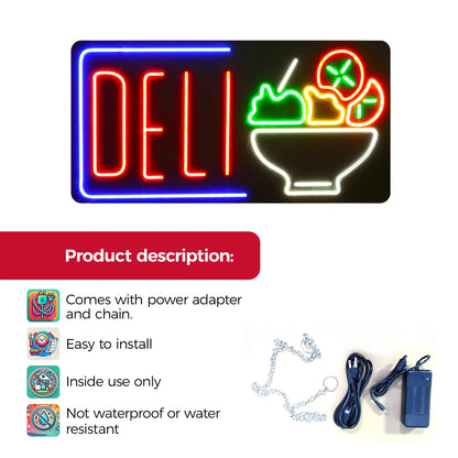 DELI LED neon sign restaurant storefront display