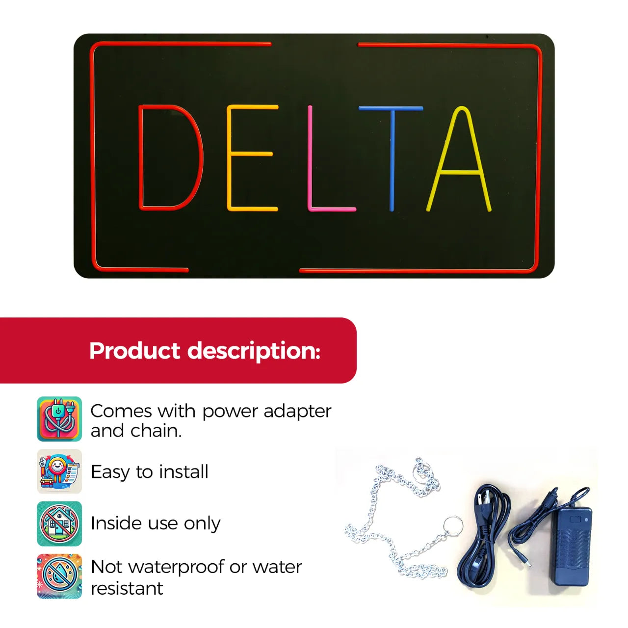 DELTA neon sign RGB LED plug and play specifications