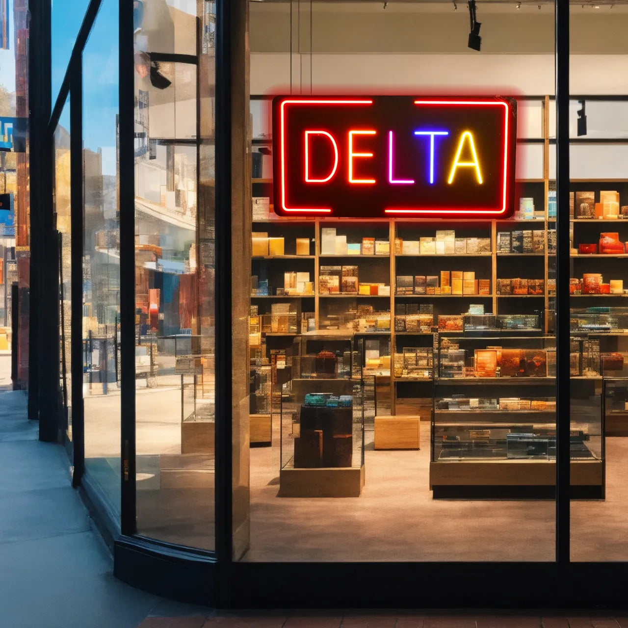 DELTA LED neon sign storefront wall display