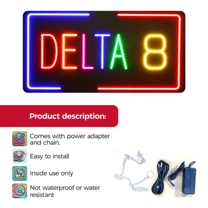 DELTA 8 LED neon sign specifications RGB features