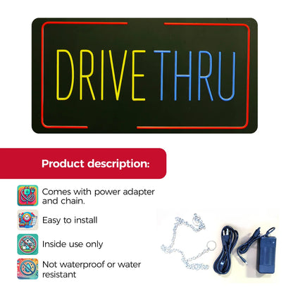 DRIVE THRU LED neon sign features specifications