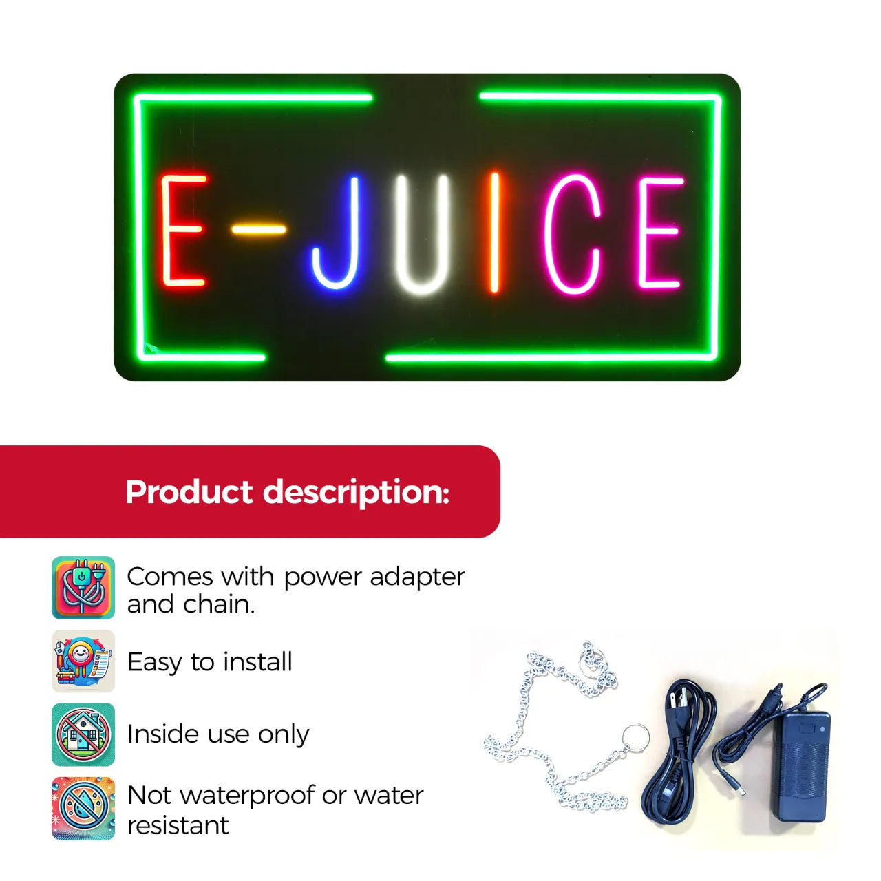 E-JUICE LED neon sign RGB features specifications