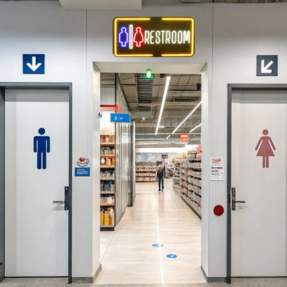 RESTROOM LED neon sign commercial venue installation