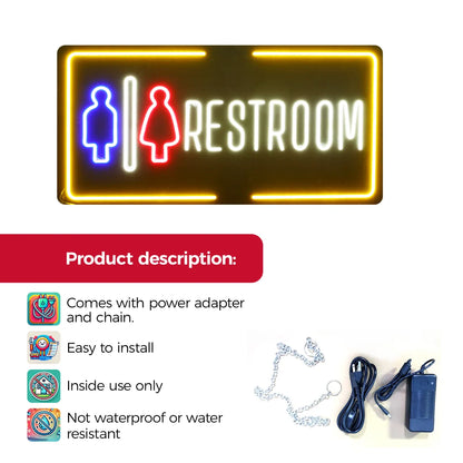 RESTROOM neon sign RGB LED features specifications