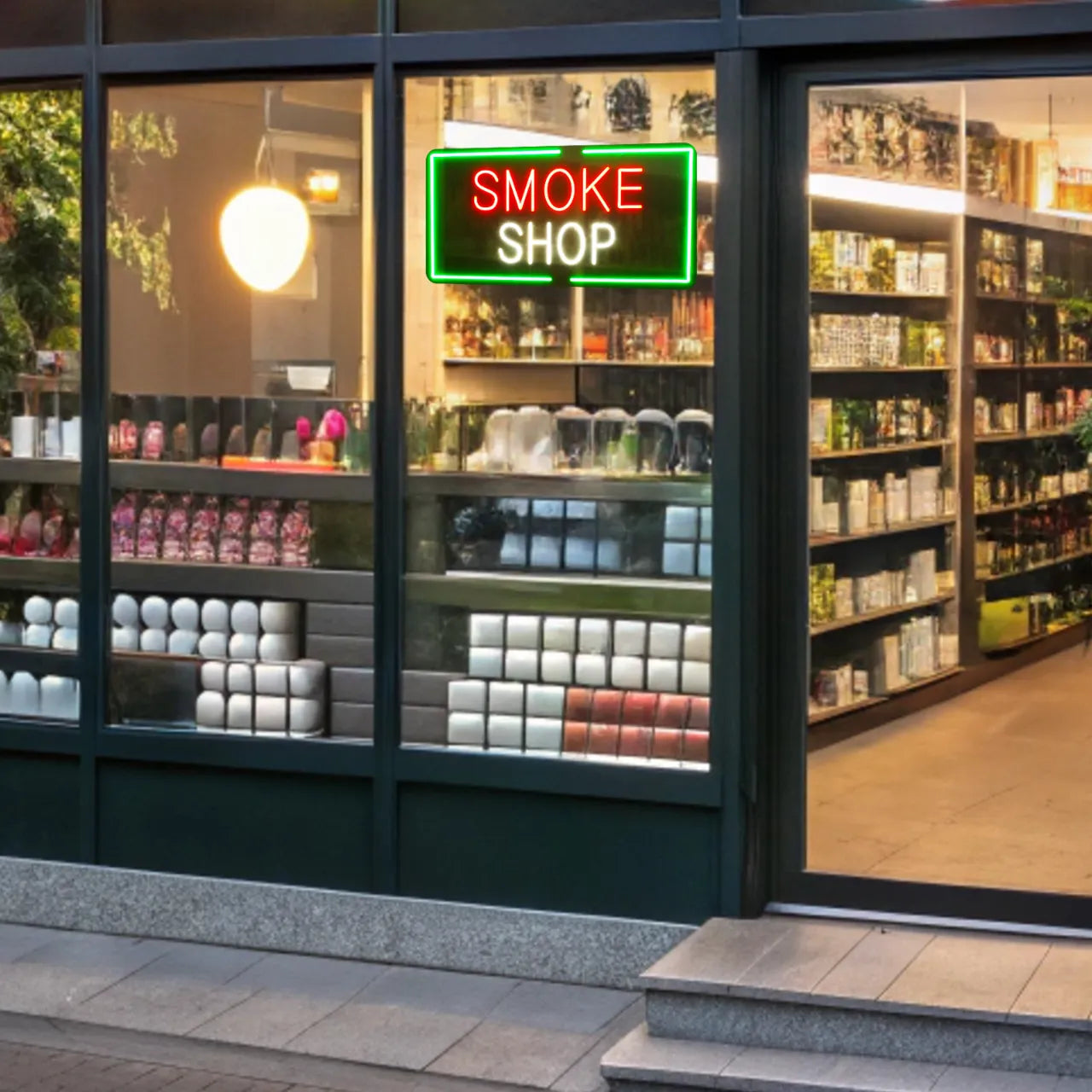 SMOKE LED neon sign store window display