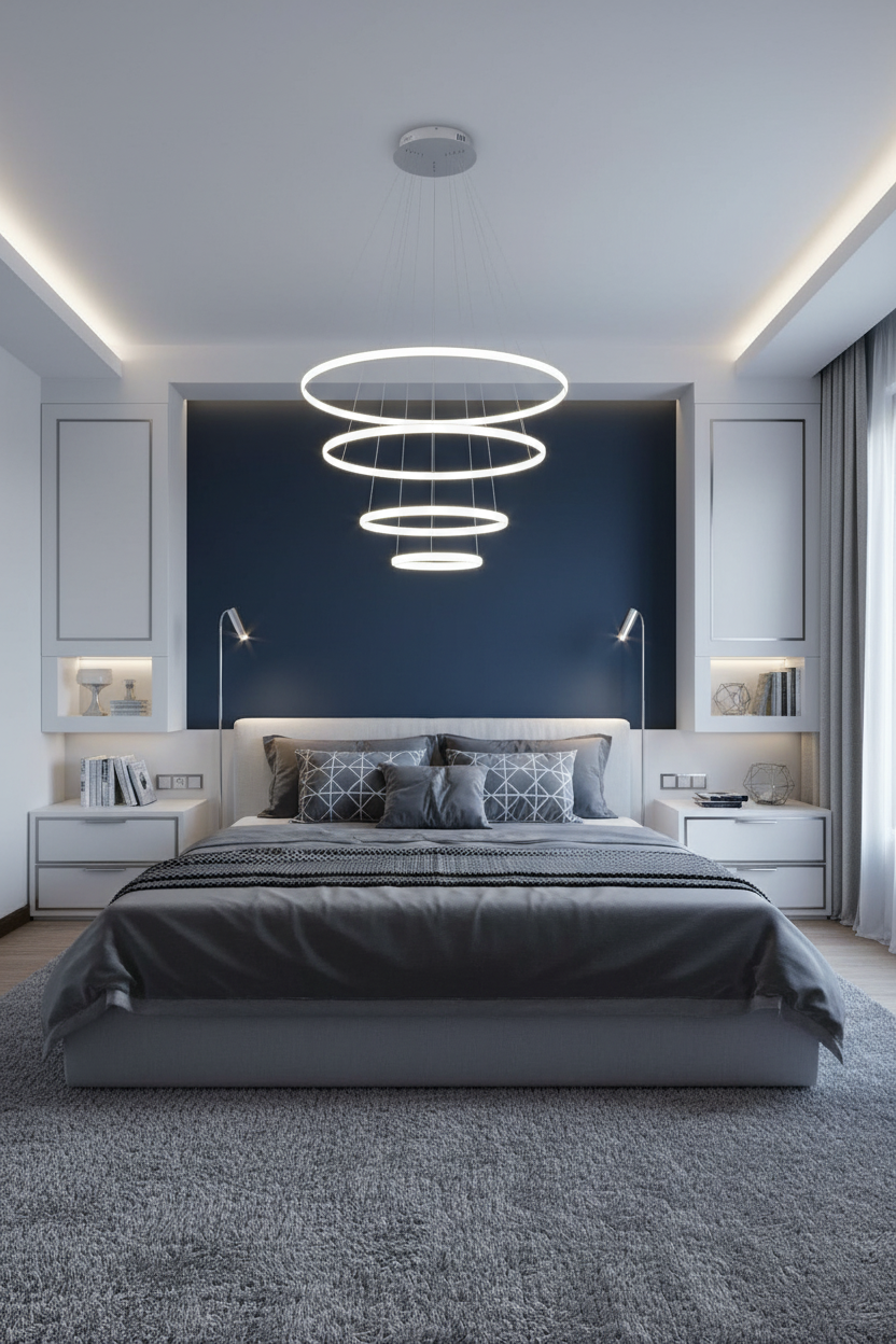 Contemporary Tiered Circular LED Chandelier | Brushed Nickel Rings