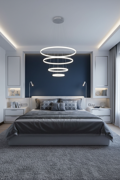 Contemporary Tiered Circular LED Chandelier | Brushed Nickel Rings