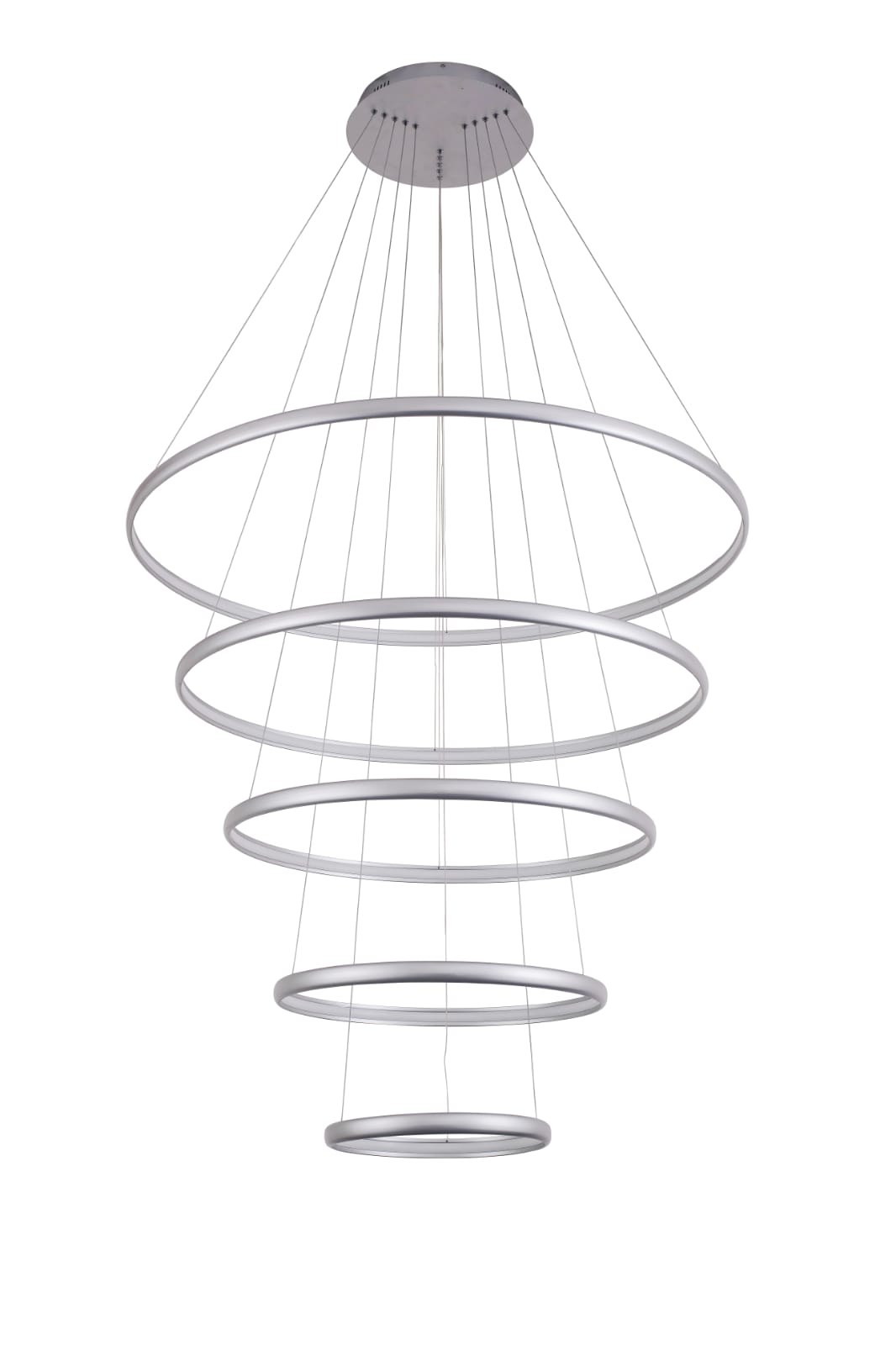 Contemporary Tiered Circular LED Chandelier | Brushed Nickel Rings