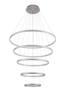 Contemporary Tiered Circular LED Chandelier | Brushed Nickel Rings