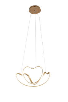 Modern Abstract Heart LED Pendant Light | Gold/Bronze Ribbon Chandelier